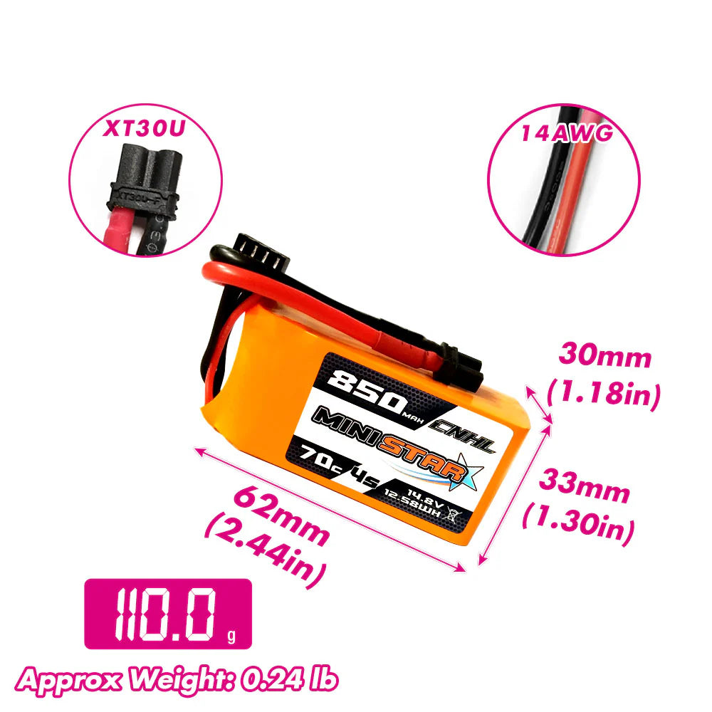 Chinahobbyline CNHL Ministar 850MAH 14.8V 4S 70C Lipo Battery [DG]