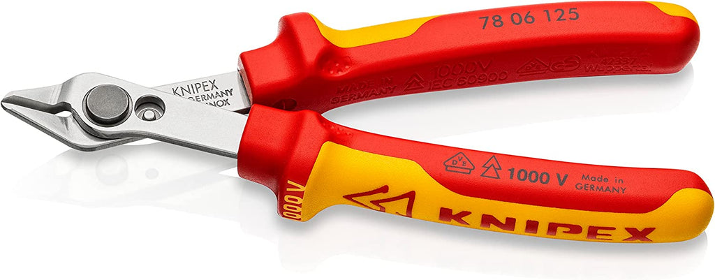 Knipex Electronic Super Knips® VDE Insulated with Multi-Component Sleeves, VDE Tested 125 mm78 06 125 SB