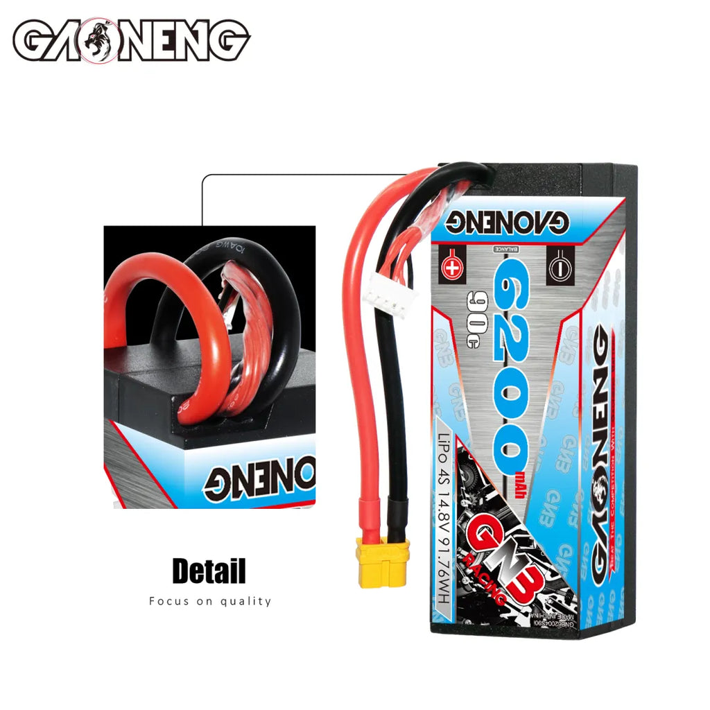 GAONENG GNB 4S 14.8V 6200mAh 90C Cabled Hard Case LiPo Battery XT60 [DG]