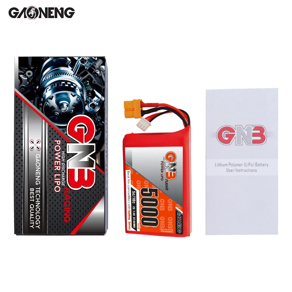 GAONENG GNB 2S 7.4V 5000mAh 5C LiPo Battery XT60 for Radiomaster TX16S [DG]