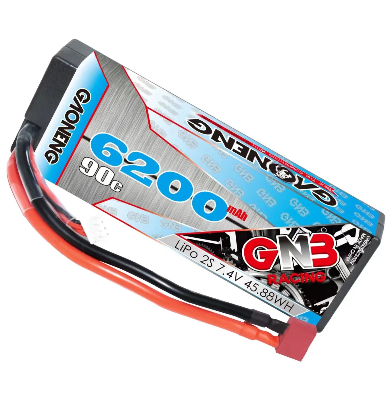GAONENG GNB 2S 7.4V 6200mAh 90C Cabled Hard Case LiPo Battery T-Plug [DG]