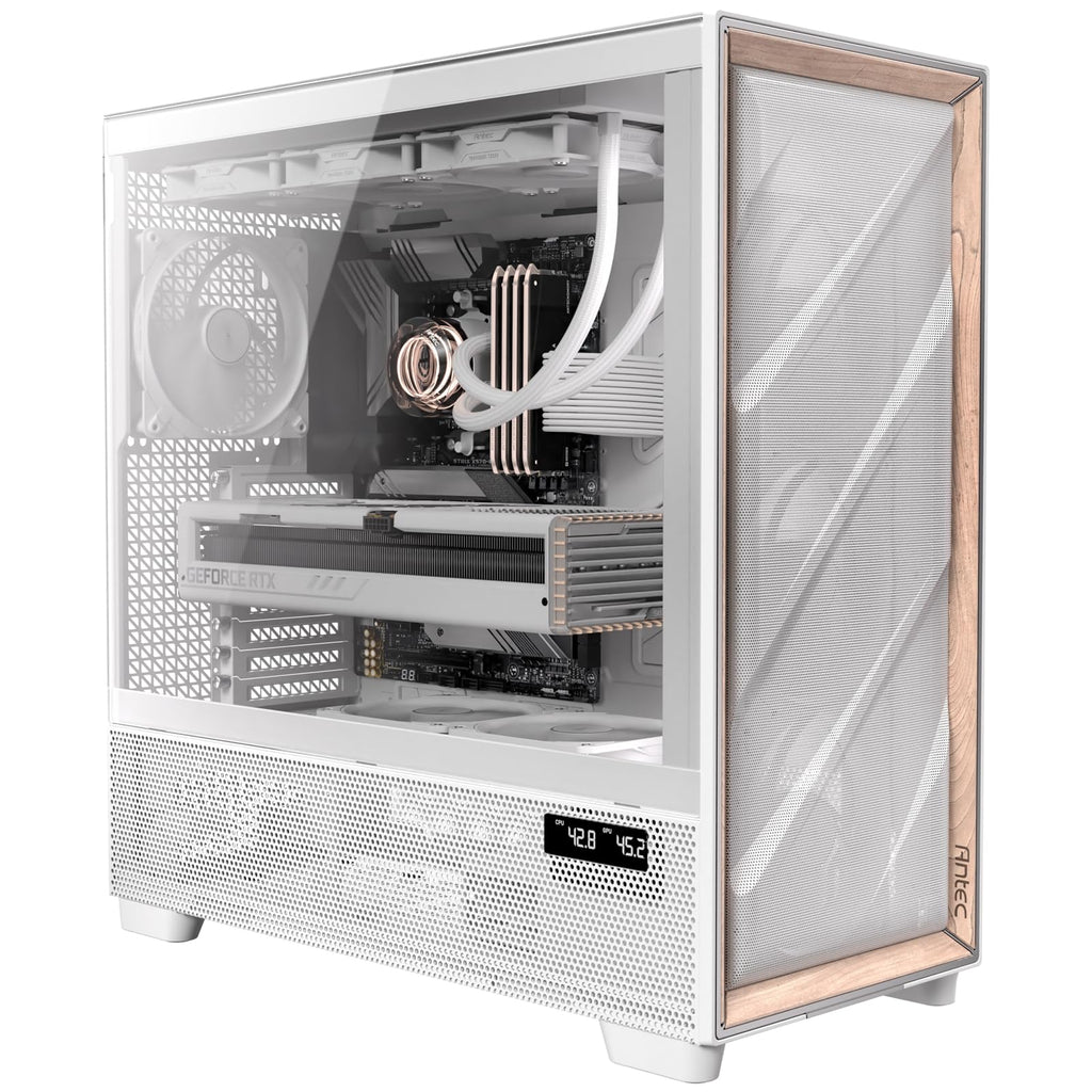 Antec FLUX PRO, E-ATX Premium Birch, Iunity Temperature Display. CPU and GPU LED Display, 6x High Performance Fans, ARGB PWN Ctrl, PSU Shift case [PC]