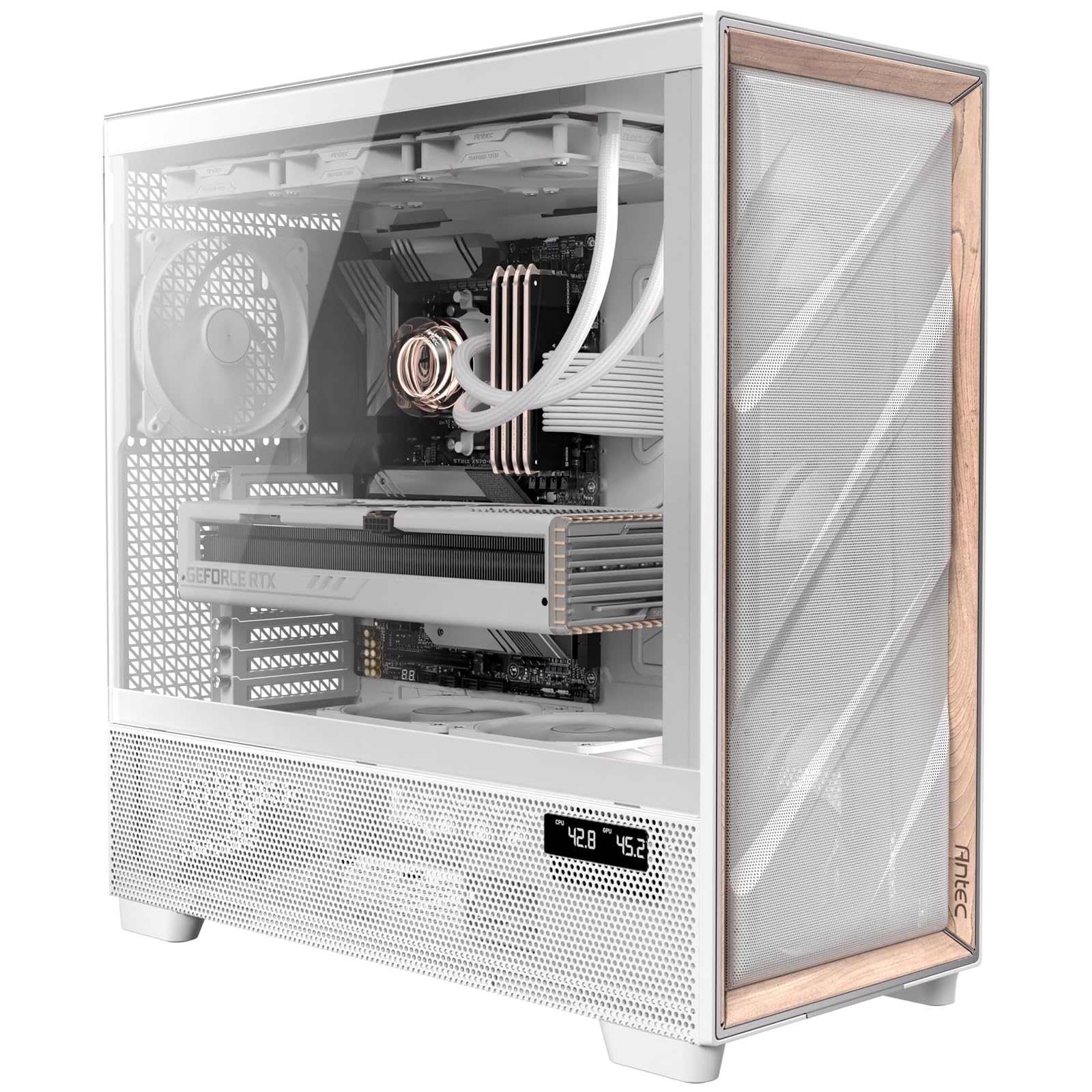Antec FLUX PRO, E-ATX Premium Birch, Iunity Temperature Display. CPU and GPU LED Display, 6x High Performance Fans, ARGB PWN Ctrl, PSU Shift case [PC]