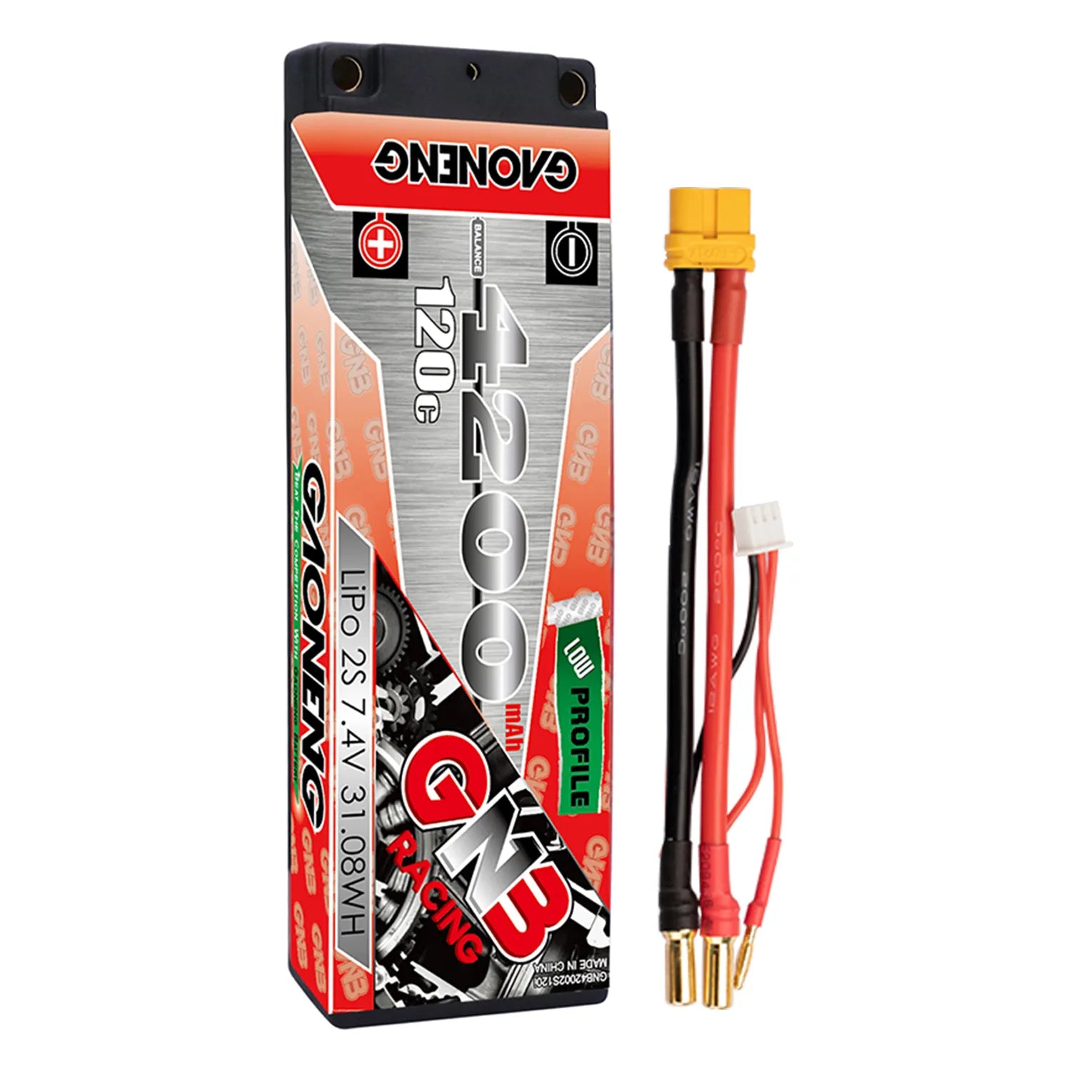 GAONENG GNB 2S 7.4V 4200mAh 120C Ultra LCG 5mm Bullet Hard Case LiPo Battery [DG]