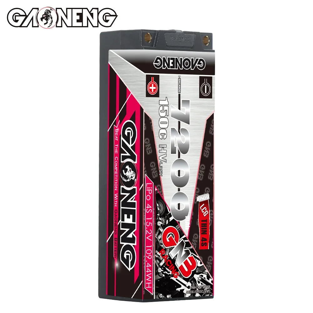 GAONENG GNB LiHV 4S 15.2V 7200mAh 150C 5mm Bullet LCG Thin 4S Hard Case LiPo Battery [DG]