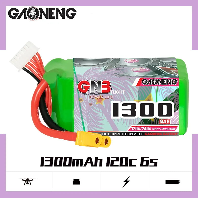 GAONENG GNB 6S 22.2V 1300mAh 120C XT60 LiPo Battery [DG]