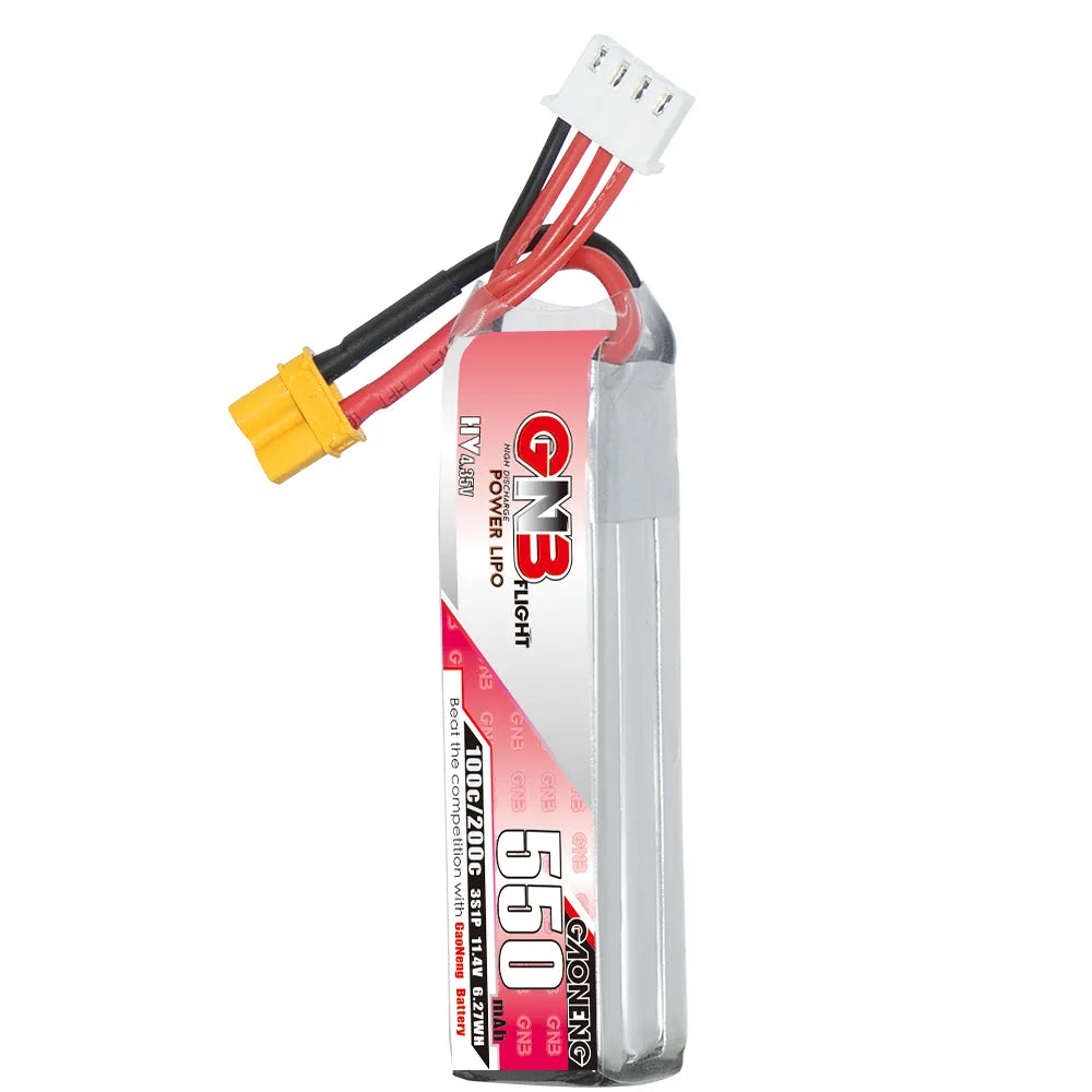 GAONENG GNB LiHV 3S 11.4V 550mAh 100C XT30 LiPo Battery Long Type [DG]