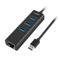 mbeat® 3-Port USB 3.0 Hub & Gigabit Ethernet - Black [PC]