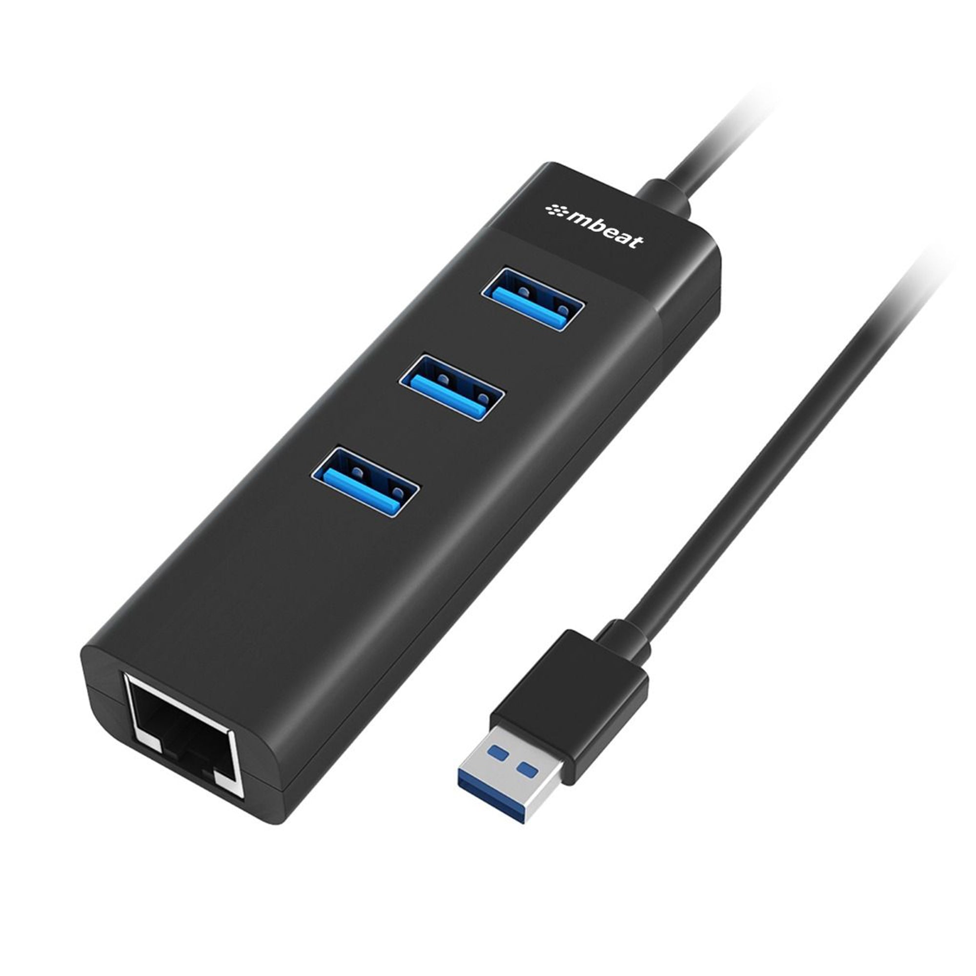 mbeat® 3-Port USB 3.0 Hub & Gigabit Ethernet - Black [PC]