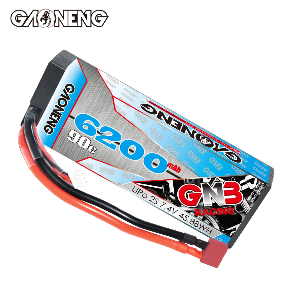GAONENG GNB 2S 7.4V 6200mAh 90C Cabled Hard Case LiPo Battery T-Plug [DG]