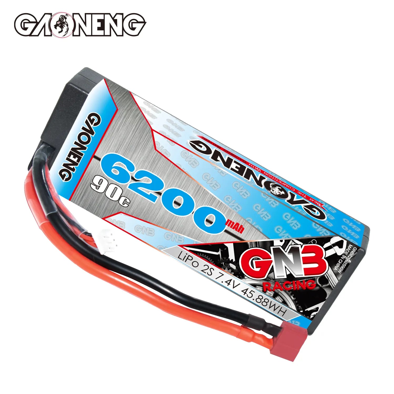 GAONENG GNB 2S 7.4V 6200mAh 90C Cabled Hard Case LiPo Battery T-Plug [DG]