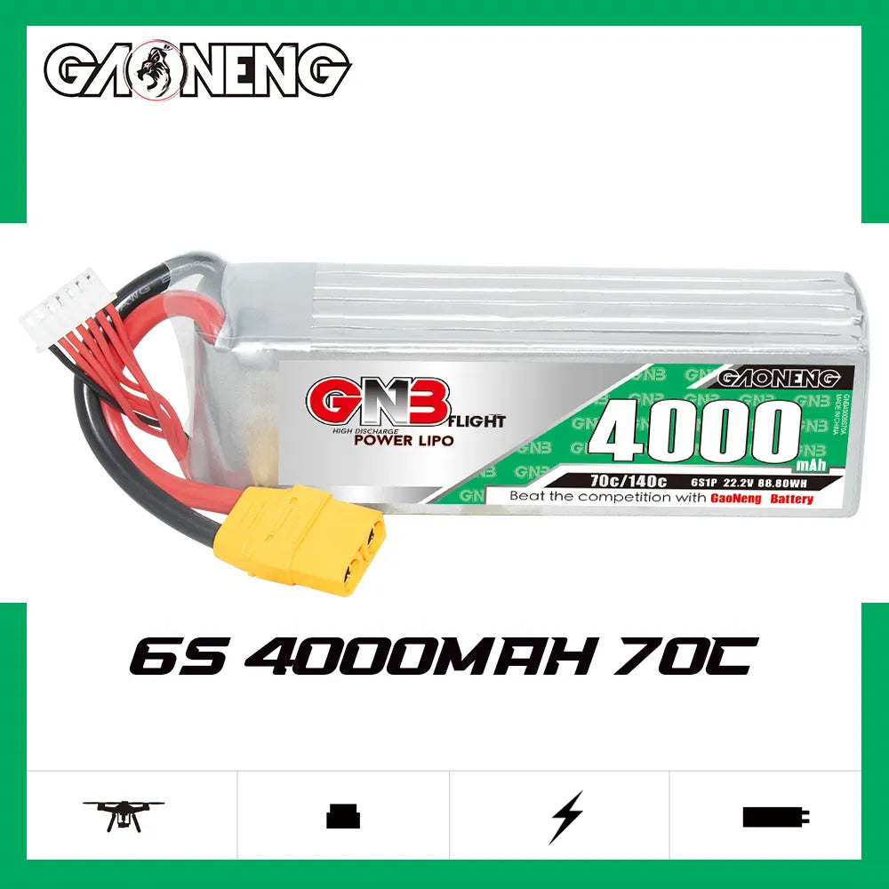 GAONENG GNB 6S 22.2V 4000mAh 70C LiPo Battery XT90 [DG]