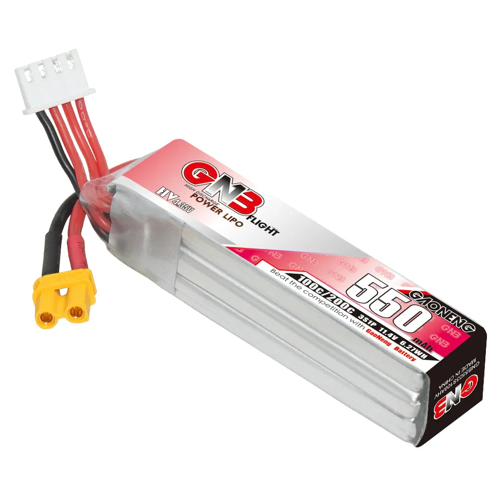 GAONENG GNB LiHV 3S 11.4V 550mAh 100C XT30 LiPo Battery Long Type [DG]