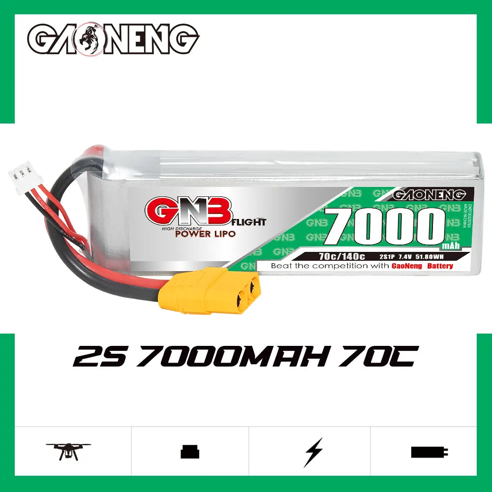 GAONENG GNB 2S 7.4V 7000mAh 70C LiPo Battery XT90 [DG]