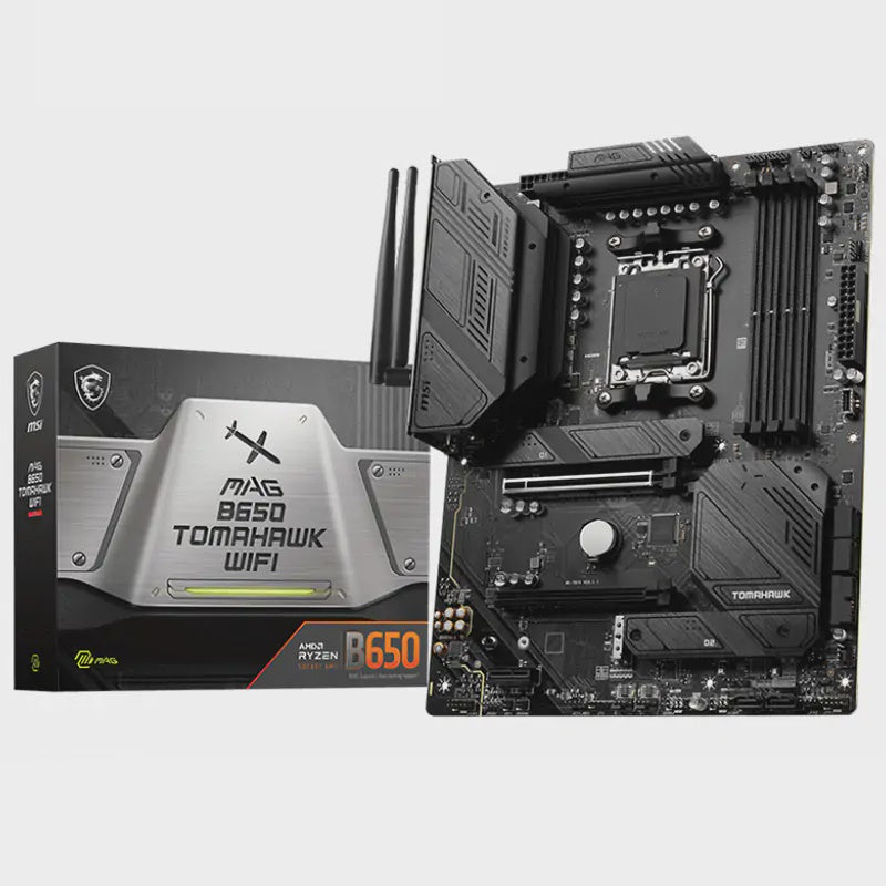 MSI MAG B650 TOMAHAWK WIFI AMD AM5 ATX Motherboard, 4x DDR5 ~64GB, 1x PCI-E x16, 3x M.2, 6x SATA, 2x USB2.0, 8x USB 3.2, 1x USB-C [PC]