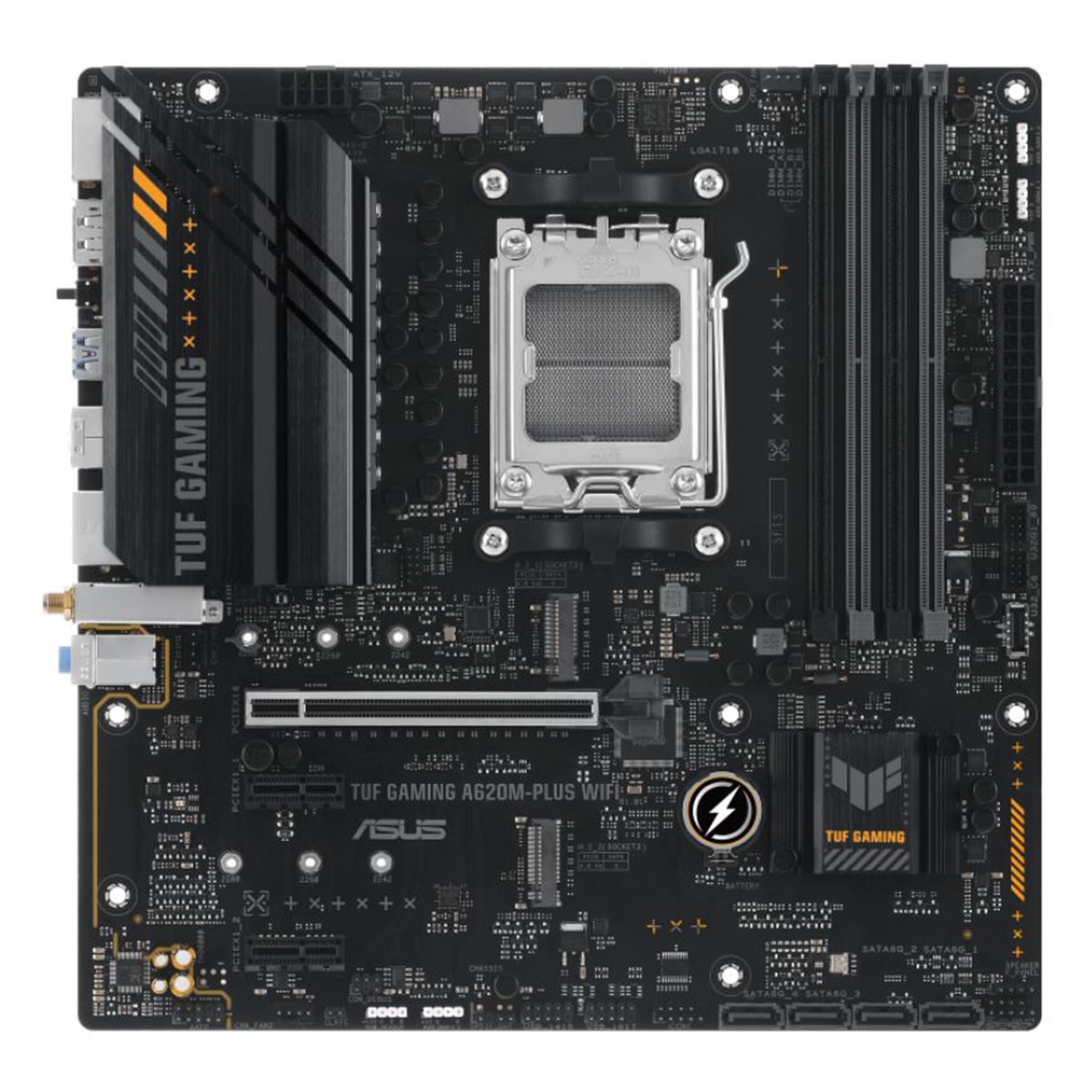 ASUS AMD A620M TUF GAMING A620M-PLUS WIFI (AM5) Micro-ATX Motherboard, 4xDDR5 192GB, 1 x PCIe 4.0 x16 slot, 2 x M.2 slots, 4 x SATA , Wi-Fi 6 [PC]