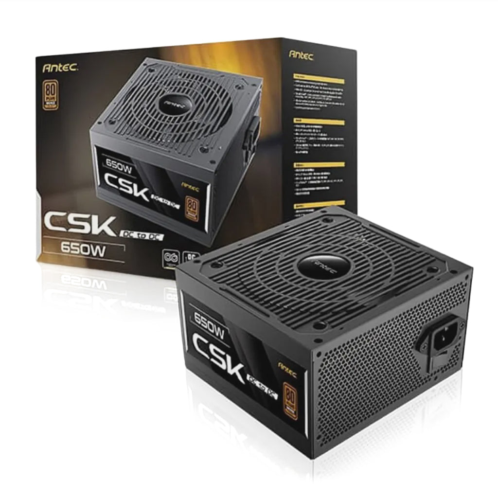 Antec CSK650DC 80+ Bronze, PCI-E 5.1, Continuous Power, DC to DC, Flat Cables,. CircuitShield Protections, Thermal, Reliable Value Power Supply 5yr [PC]