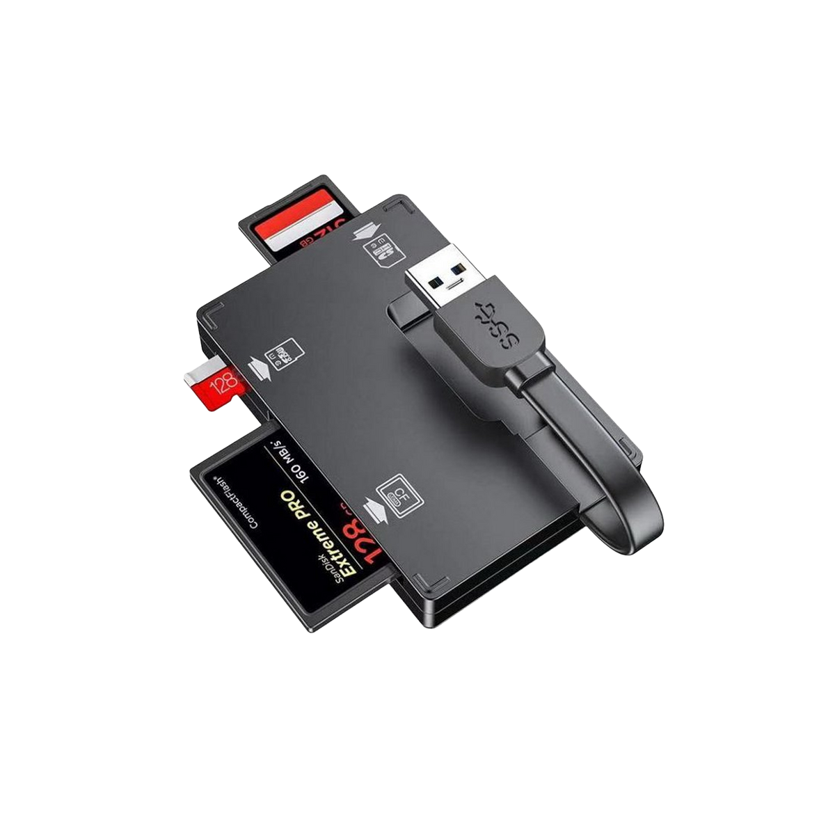 Simplecom CR309 3-Slot SuperSpeed USB 3.0 Card Reader with Card Storage Case