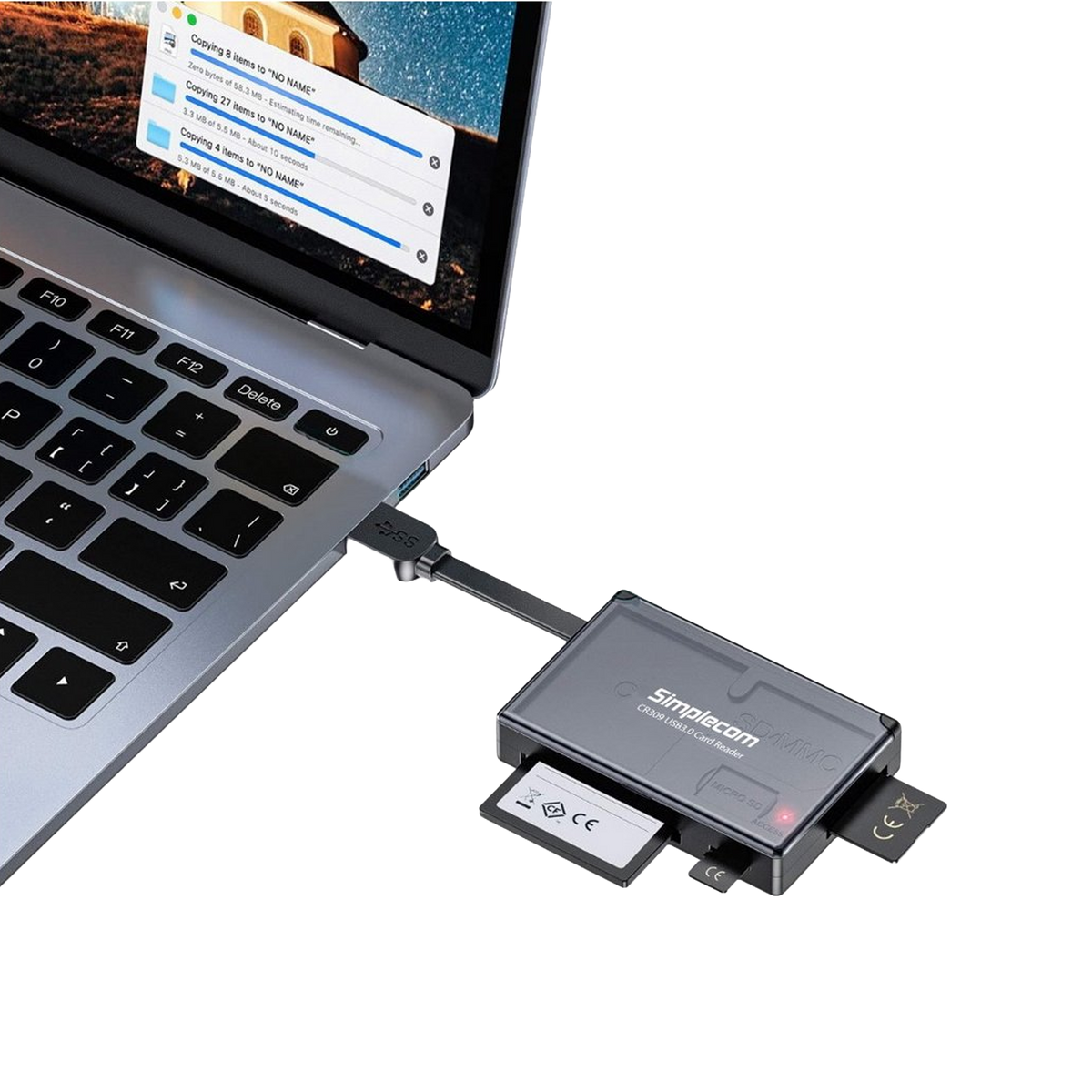 Simplecom CR309 3-Slot SuperSpeed USB 3.0 Card Reader with Card Storage Case