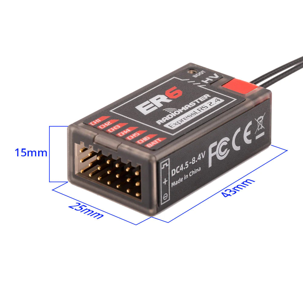 RadioMaster ER6 ELRS PWM Receiver (2.4ghz)