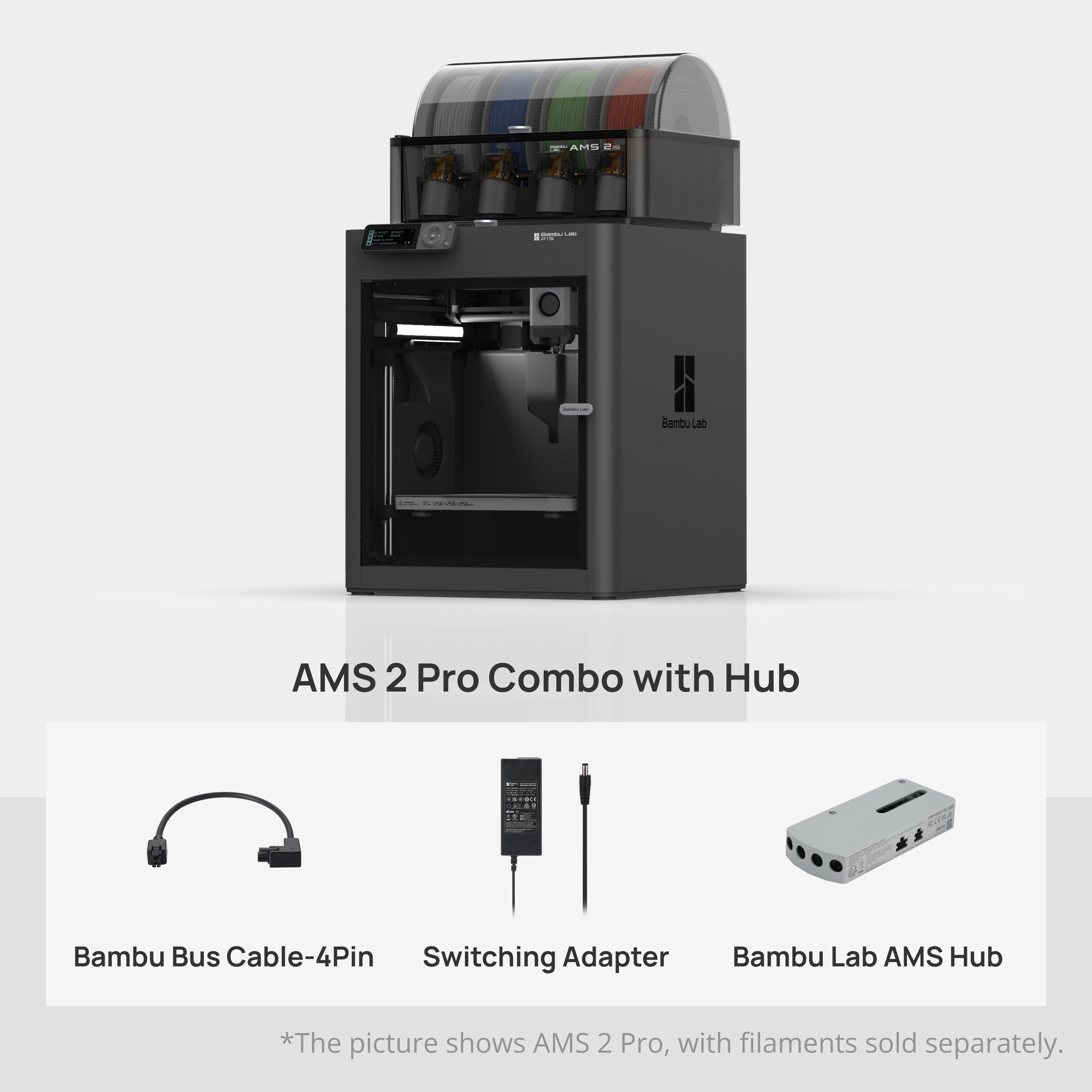 Bambu Lab P1S 3D Printer w/ AMS 2 (AMS Hub version - Required for multiple AMS Units)