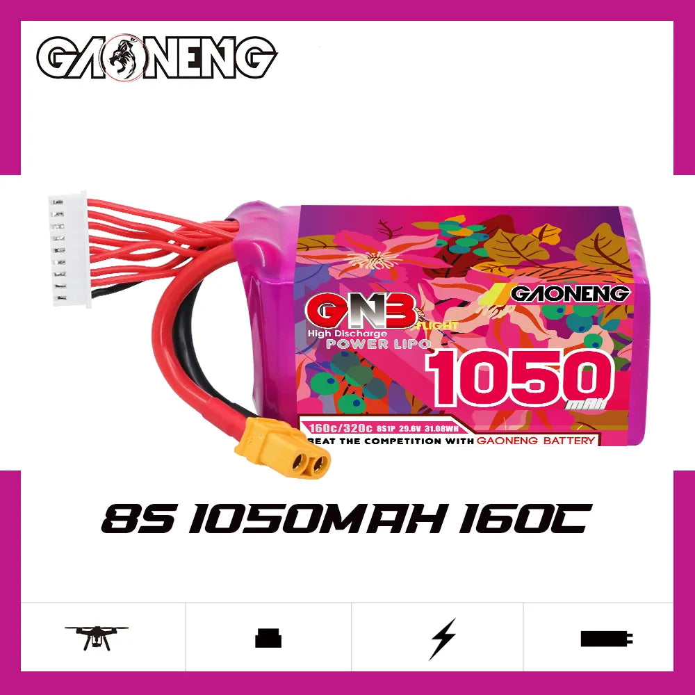 GAONENG GNB 8S 29.6V 1050mAh 160C LiPo Battery XT60 [DG]