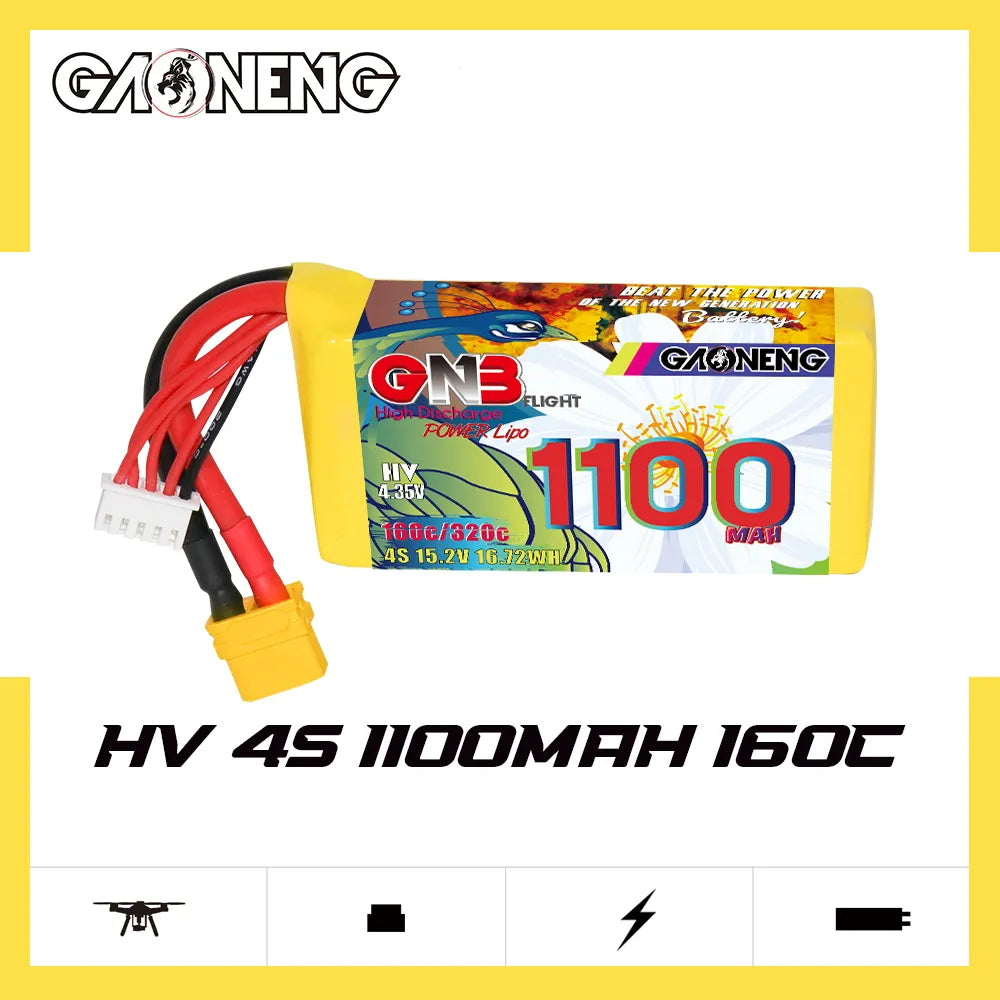 GAONENG GNB LiHV 4S 15.2V 1100mAh 160C XT60 LiPo Battery [DG]