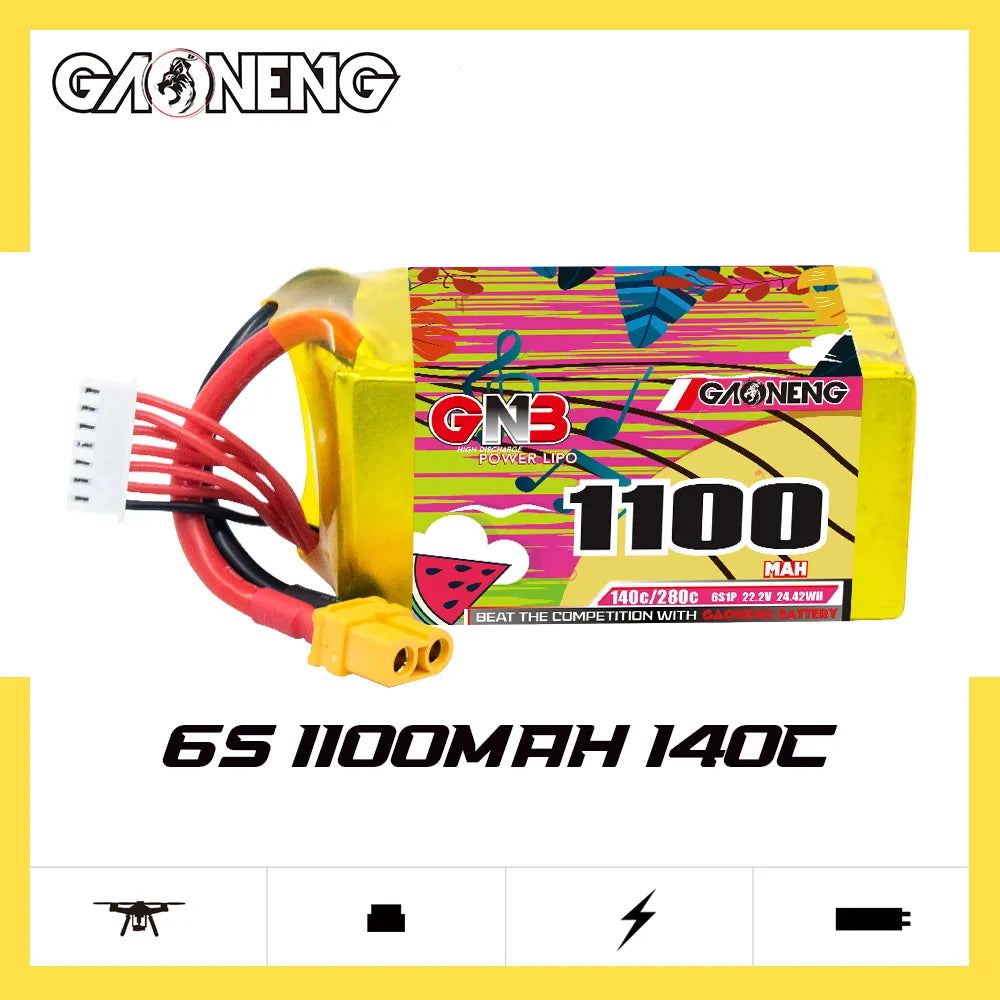 GAONENG GNB 6S 22.2V 1100mAh 140C XT60 LiPo Battery [DG]