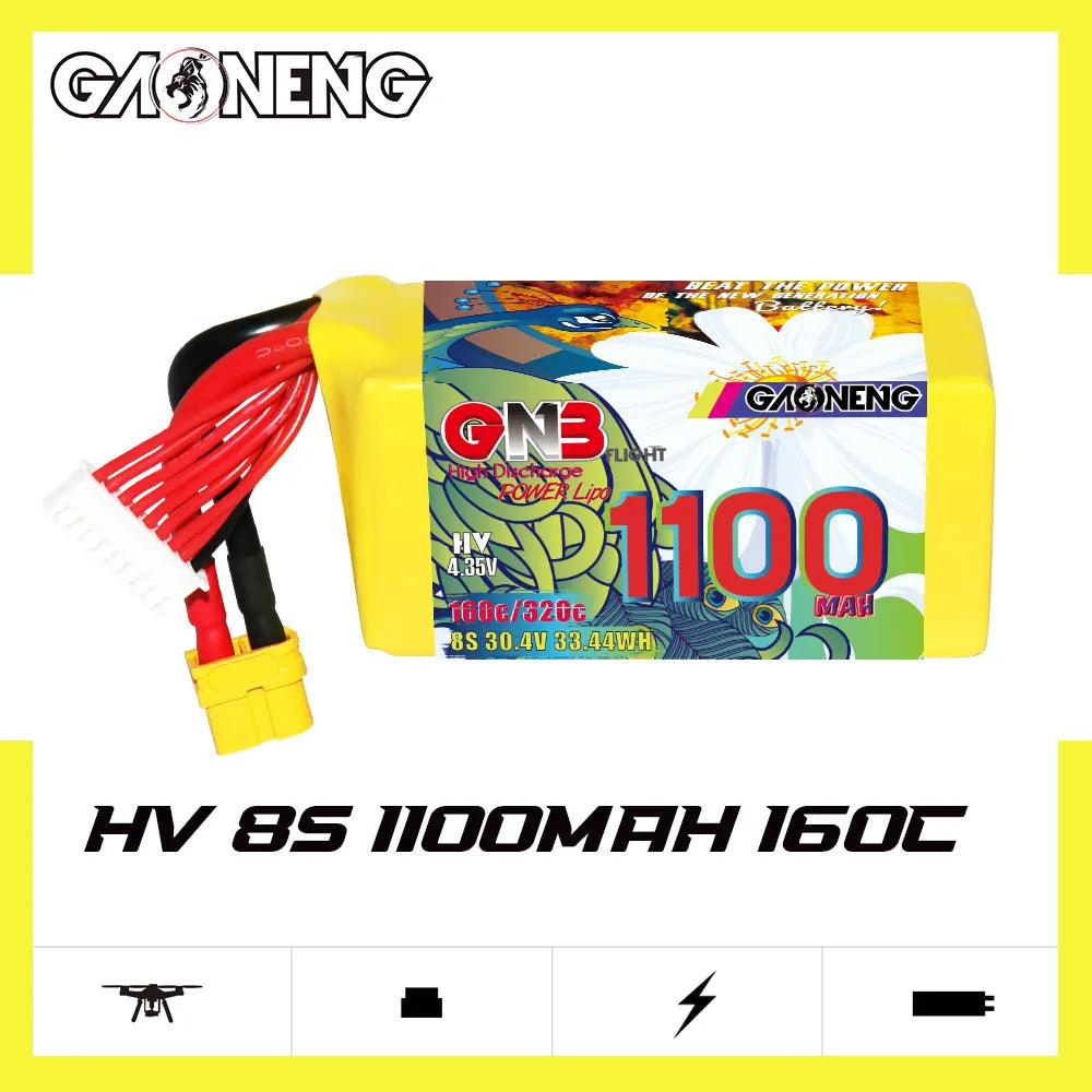 GAONENG GNB LiHV 8S 30.4V 1100mAh 160C XT60 LiPo Battery [DG]