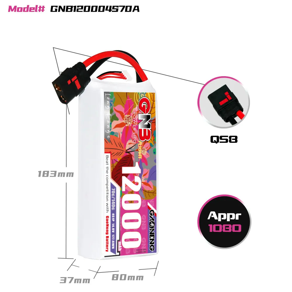 GAONENG GNB 4S1P 14.8V 12000mAh 70C RC LiPo Battery QS8 [DG]