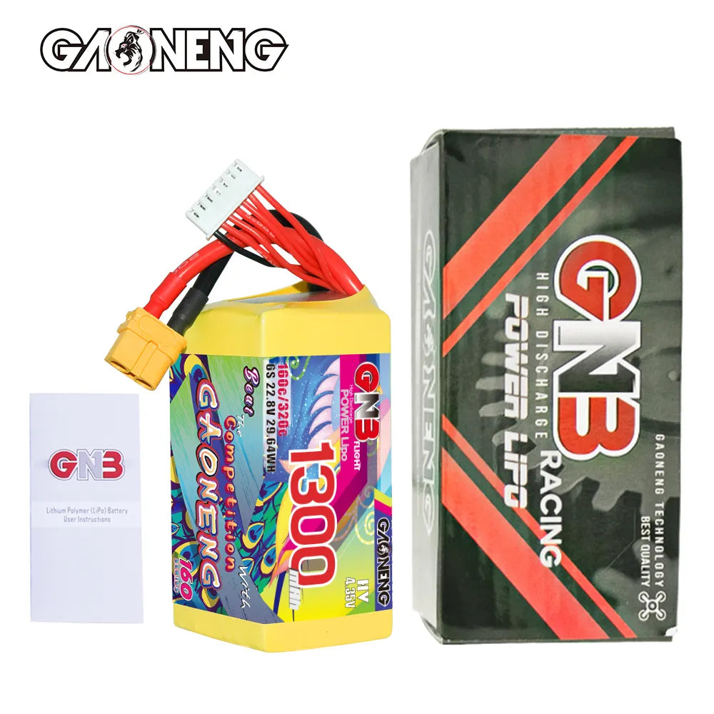 GAONENG GNB LiHV 6S 22.8V 1300mAh 160C XT60 LiPo Battery [DG]