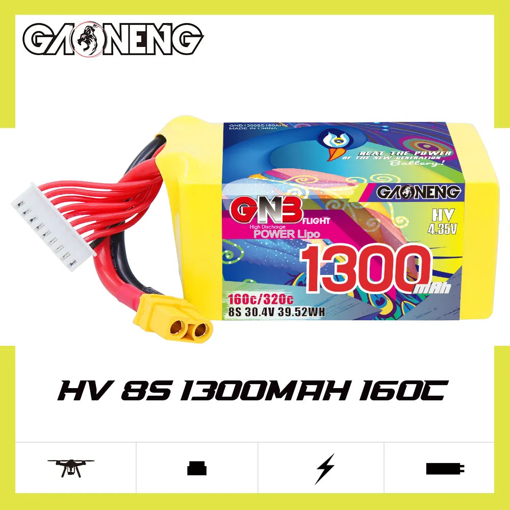 GAONENG GNB LiHV 8S 30.4V 1300mAh 160C XT60 LiPo Battery [DG]