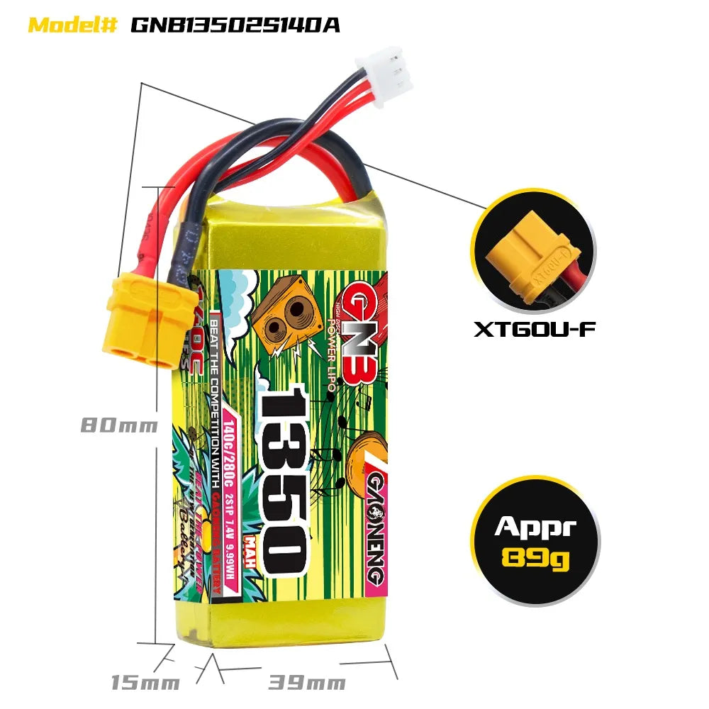 GAONENG GNB 2S 7.4V 1350mAh 140C XT60 LiPo Battery [DG]