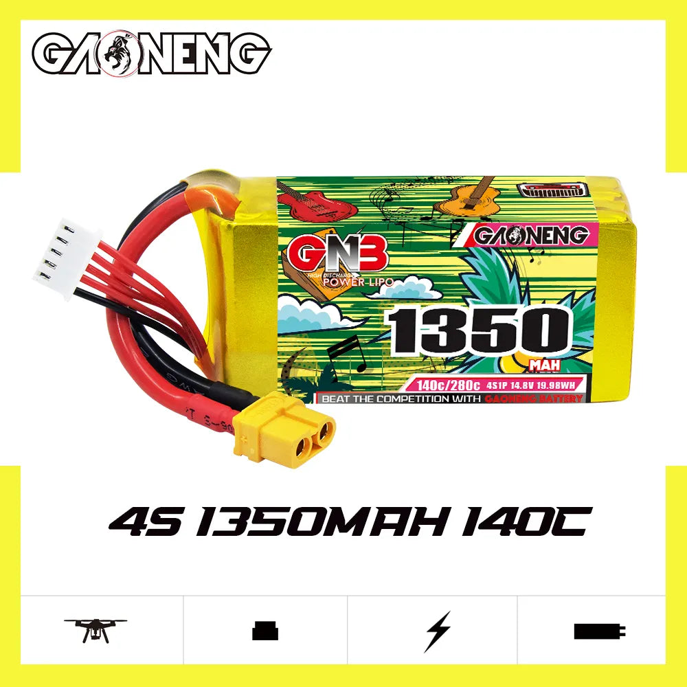 GAONENG GNB 4S 14.8V 1350mAh 140C XT60 LiPo Battery [DG]