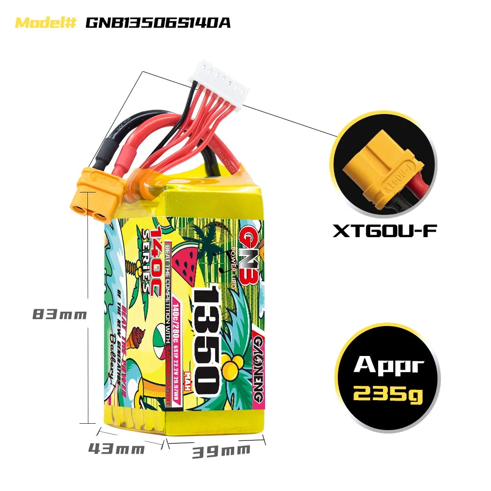 GAONENG GNB 6S 22.2V 1350mAh 140C XT60 LiPo Battery [DG]