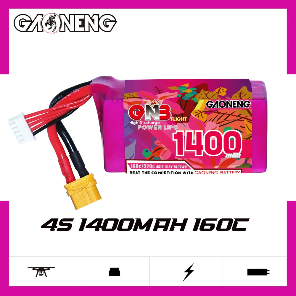GONENG GNB 4S 14.8V 1400mAh 160C XT60 Lipo Battery [DG]