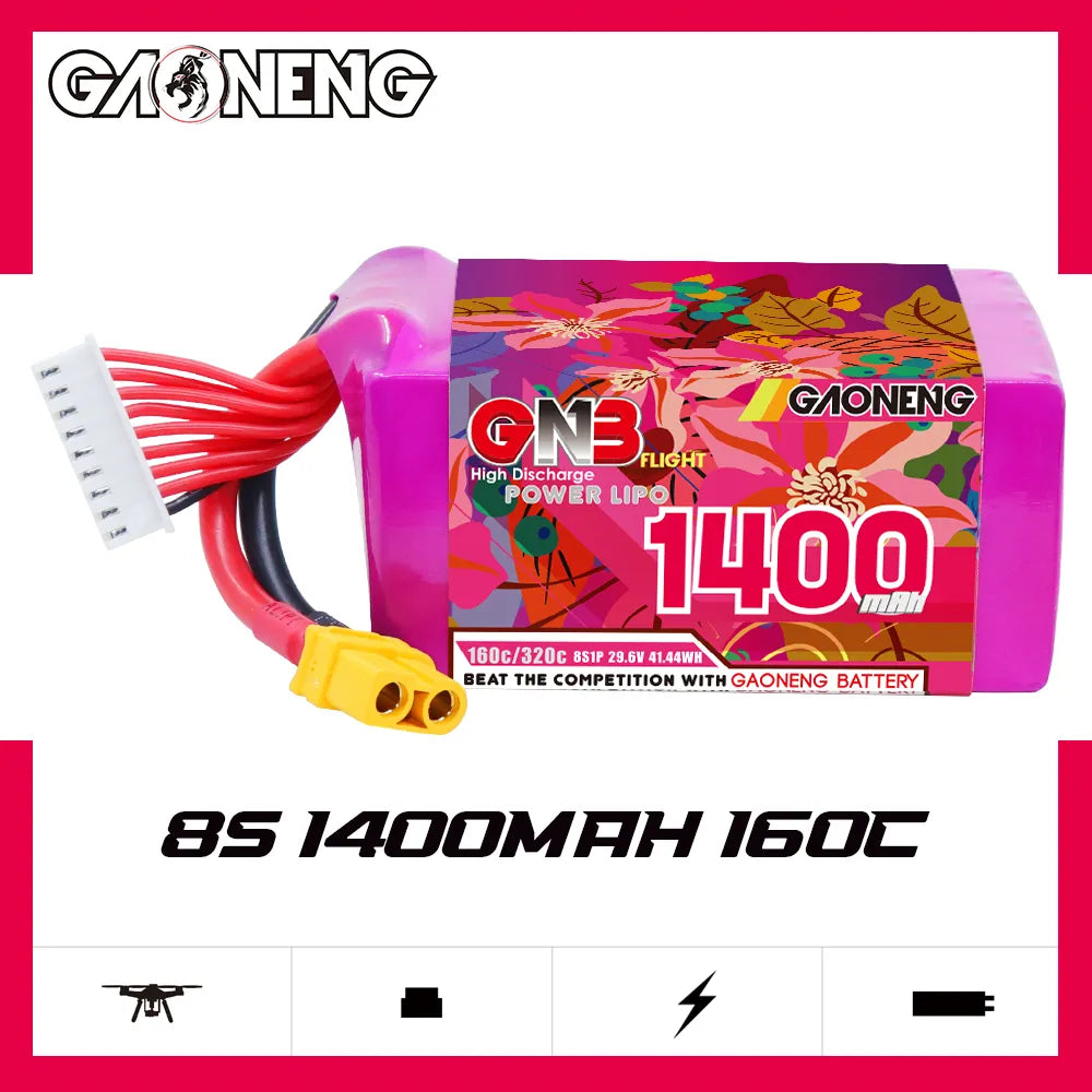 GAONENG GNB 8S 29.6V 1400mAh 160C XT60 Lipo Battery [DG]