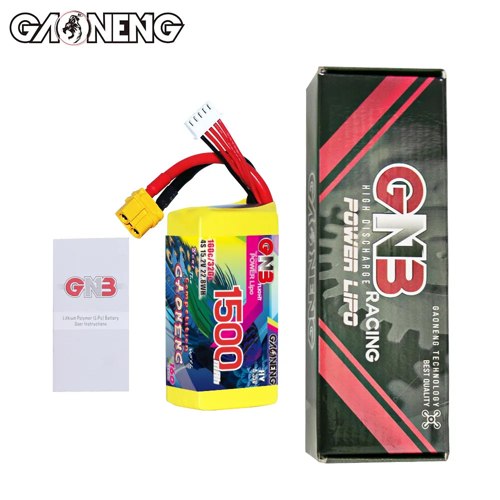 GAONENG GNB LiHV 4S 15.2V 1500mAh 160C XT60 LiPo Battery LongRange [DG]