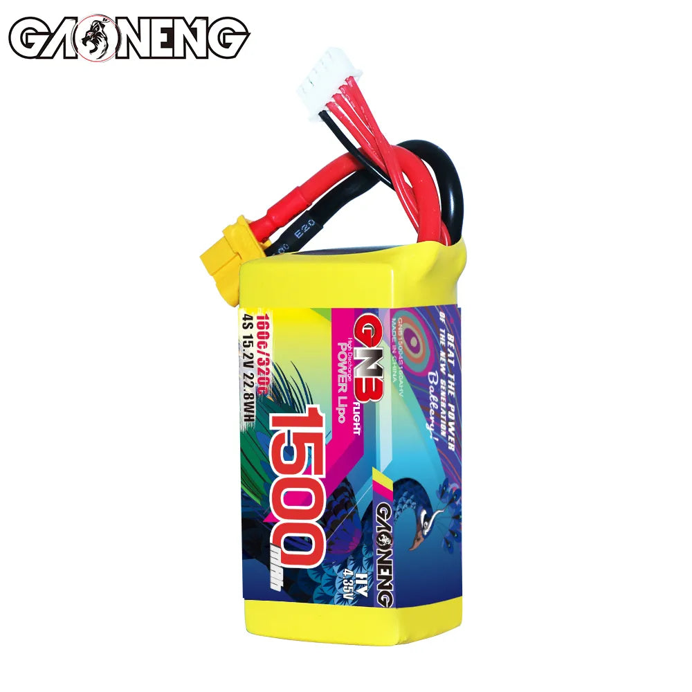 GAONENG GNB LiHV 4S 15.2V 1500mAh 160C XT60 LiPo Battery LongRange [DG]