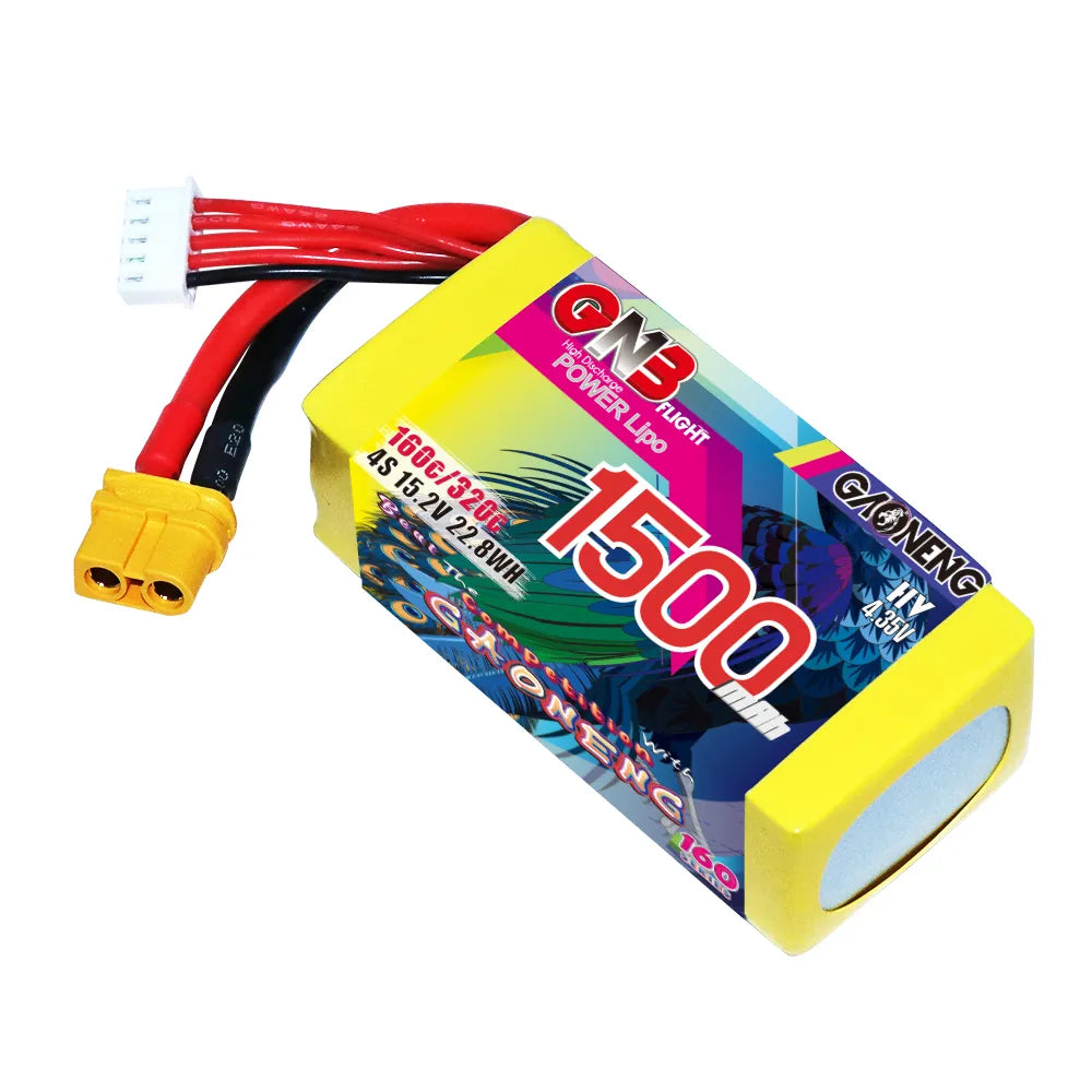 GAONENG GNB LiHV 4S 15.2V 1500mAh 160C XT60 LiPo Battery LongRange [DG]