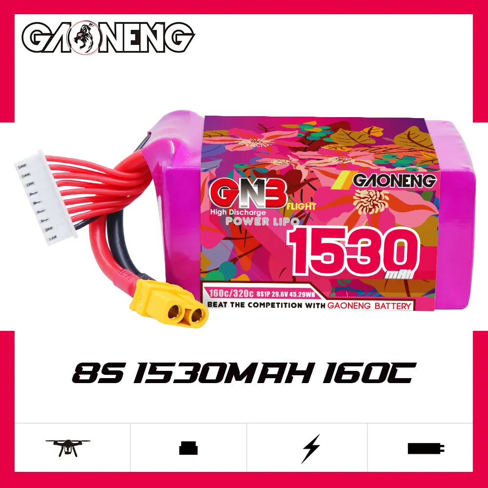 GAONENG GNB 8S 29.6V 1530mah 160C XT60 LiPo Battery [DG]