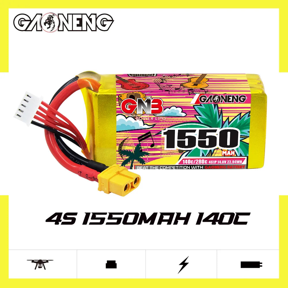 GAONENG GNB 4S 14.8V 1550mAh 140C XT60 LiPo Battery [DG]