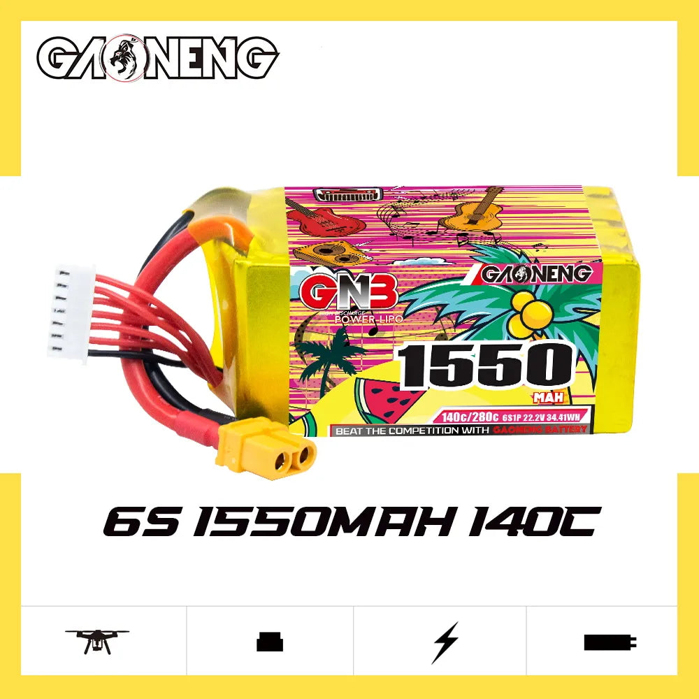 GAONENG GNB 6S 22.2V 1550mAh 140C XT60 LiPo Battery [DG]