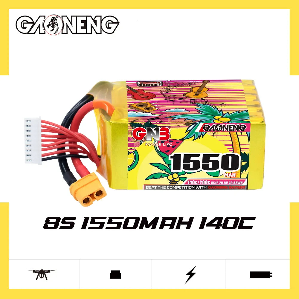 GAONENG GNB 8S 29.6V 1550mAh 140C XT60 LiPo Battery [DG]