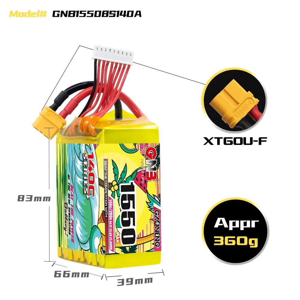 GAONENG GNB 8S 29.6V 1550mAh 140C XT60 LiPo Battery [DG]