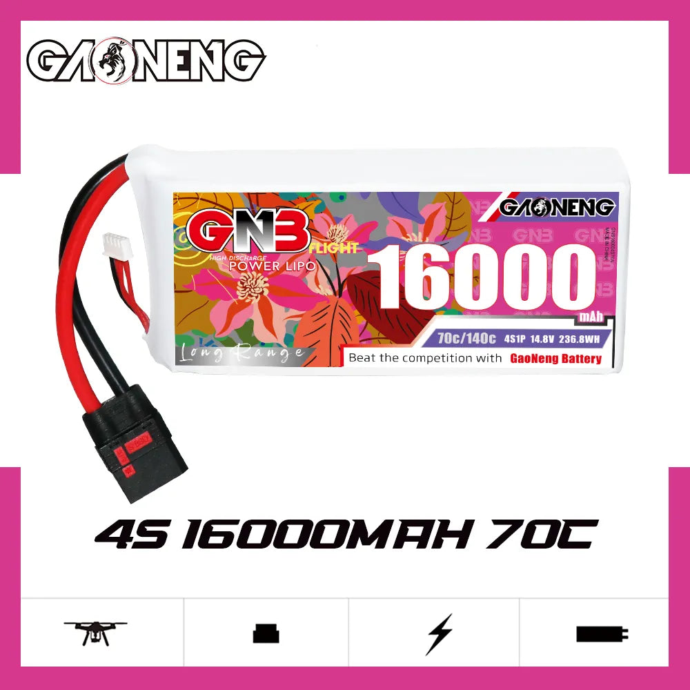 GAONENG GNB 4S1P 14.8V 16000mAh 70C RC LiPo Battery QS8 [DG]