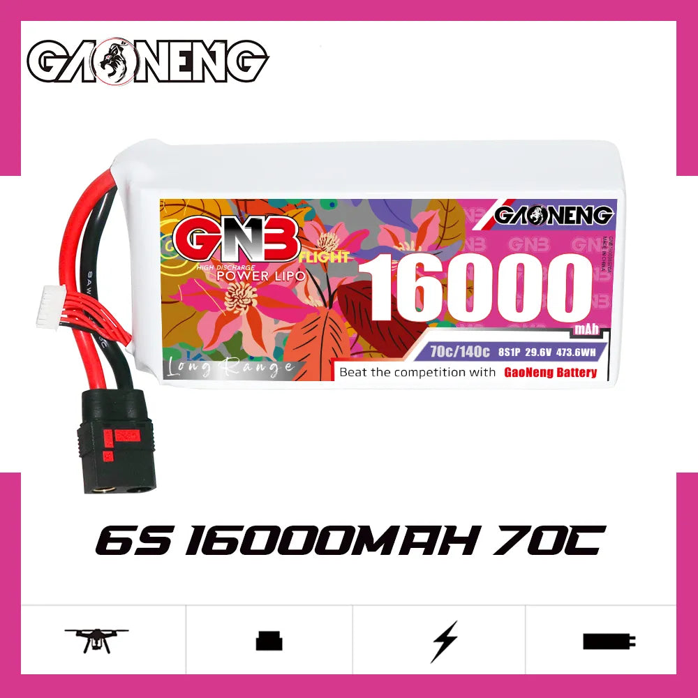 GAONENG GNB 6S1P 22.2V 16000mAh 70C RC LiPo Battery QS8 [DG]