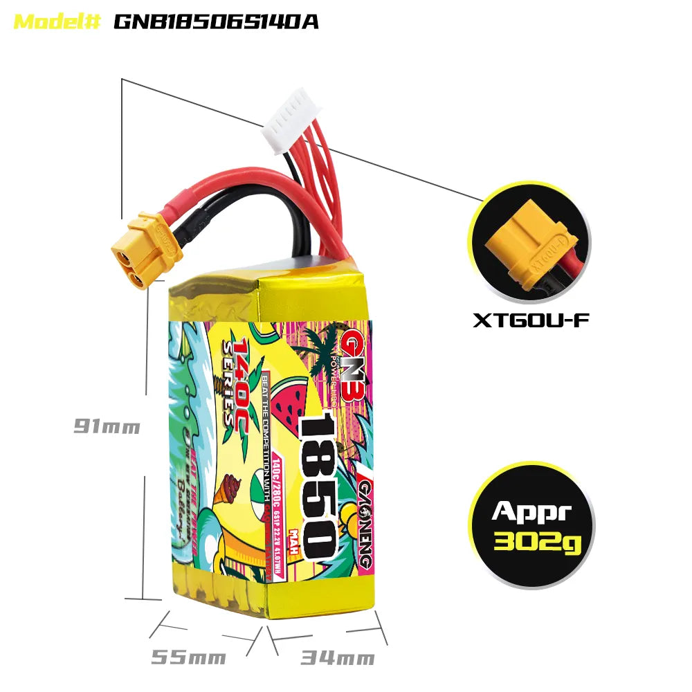 GAONENG GNB 6S 22.2V 1850mAh 140C LiPo Battery XT60 [DG]