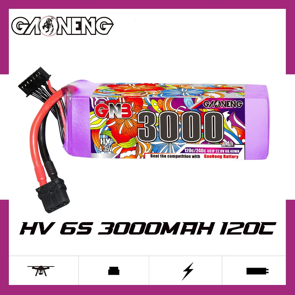 GAONENG GNB LiHV 6S 22.8V 3000mAh 120C XT60 LiPo Battery [DG]