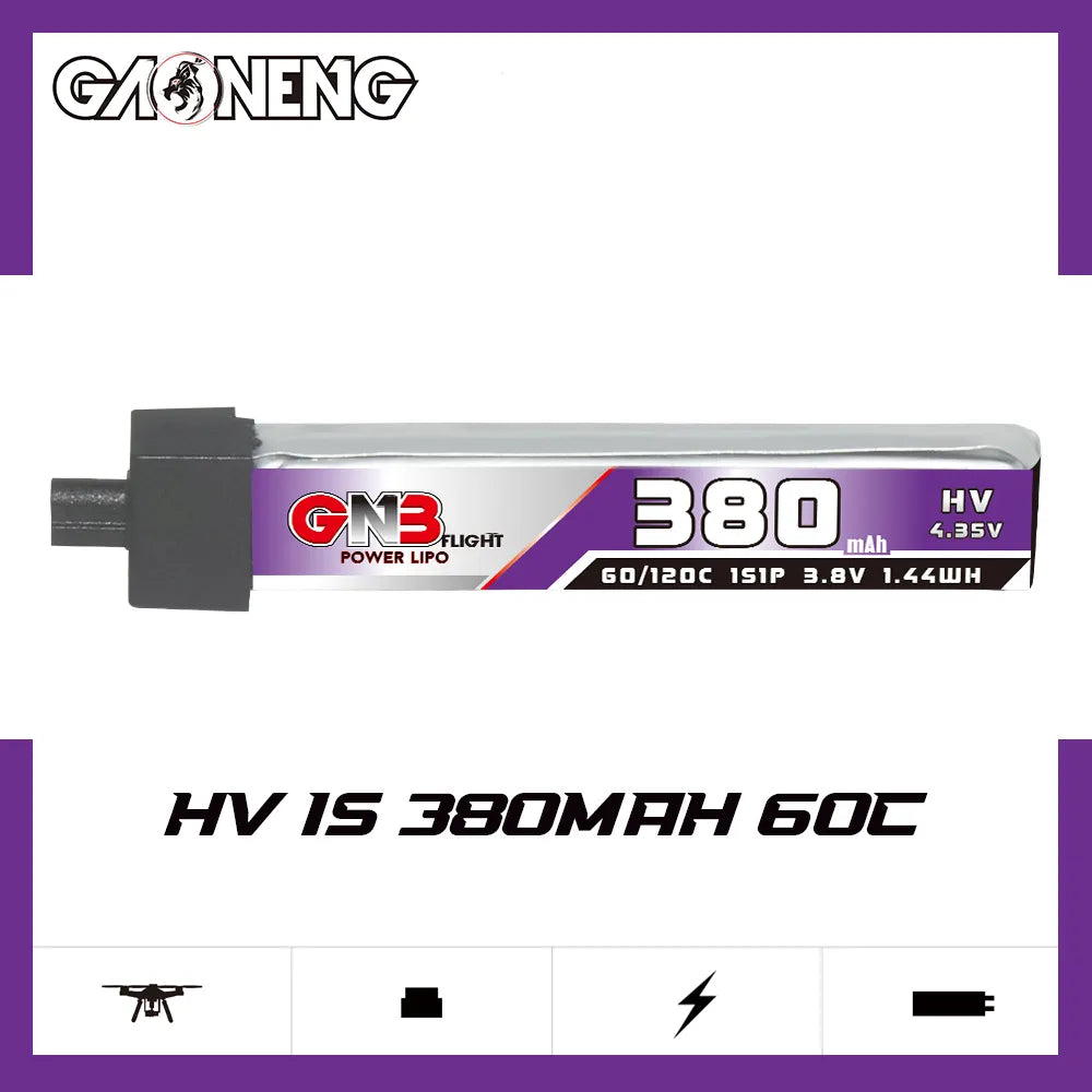 GAONENG GNB LiHV 1S 3.8V 380mAh 60C A30 Plastic Head LiPo Battery [DG]